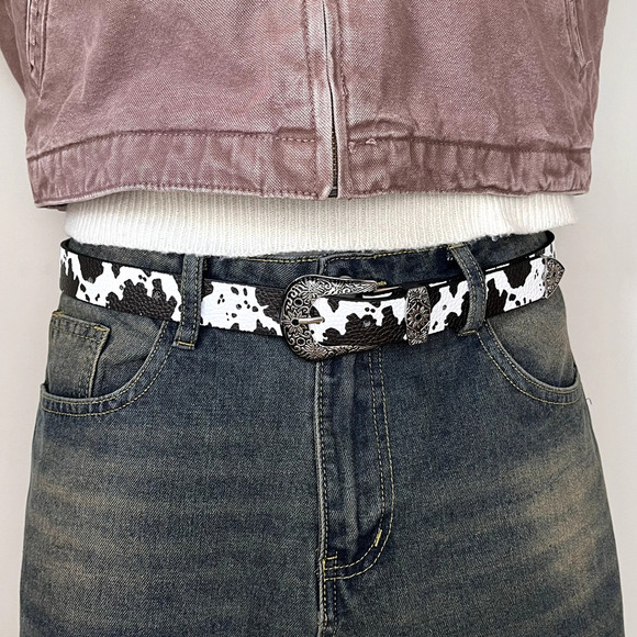 y2k 2000s western black white cow belt - Picture 1 of 6